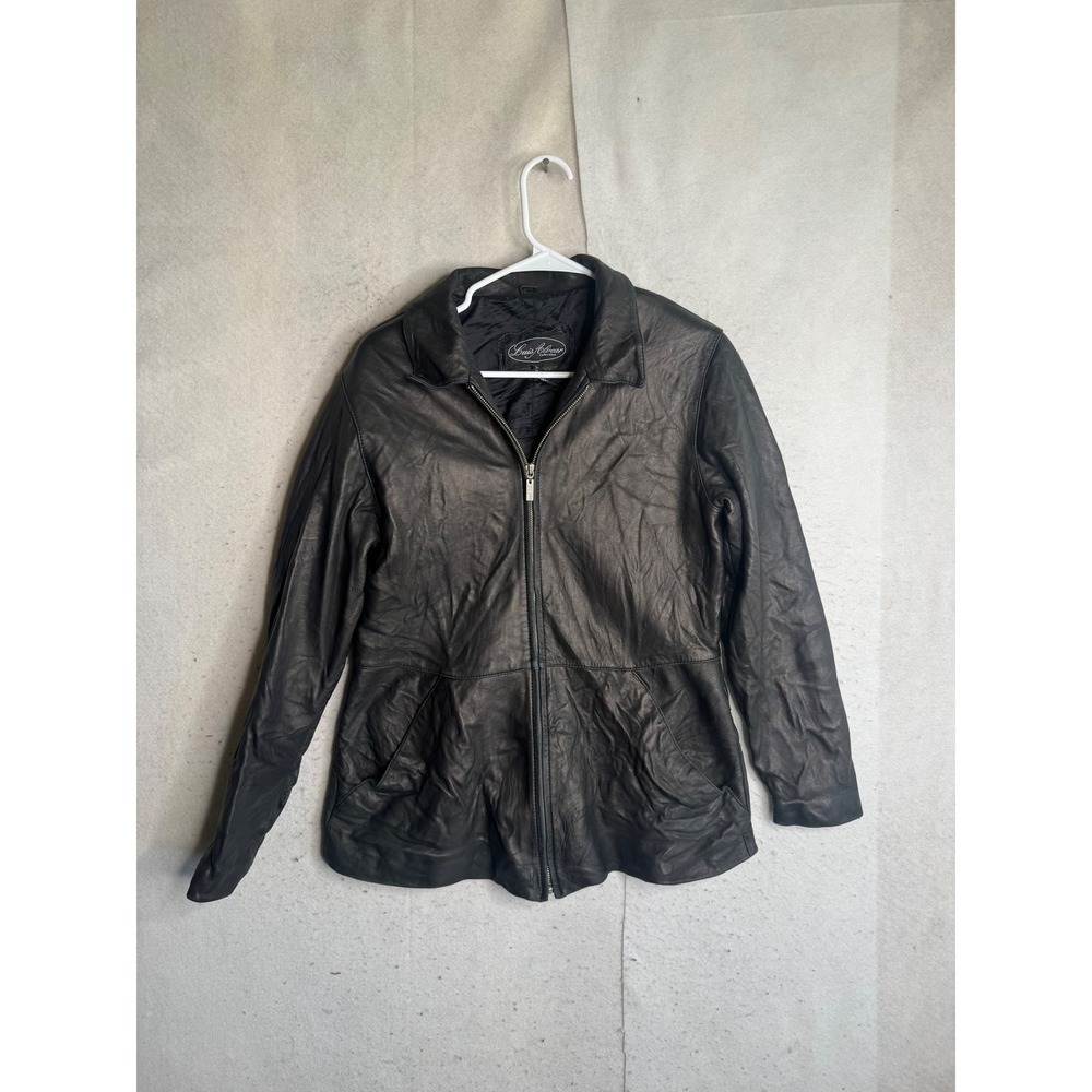 Luis Alvear Collection Mens Black Leather Full Zip Jacket Large Made in Korea